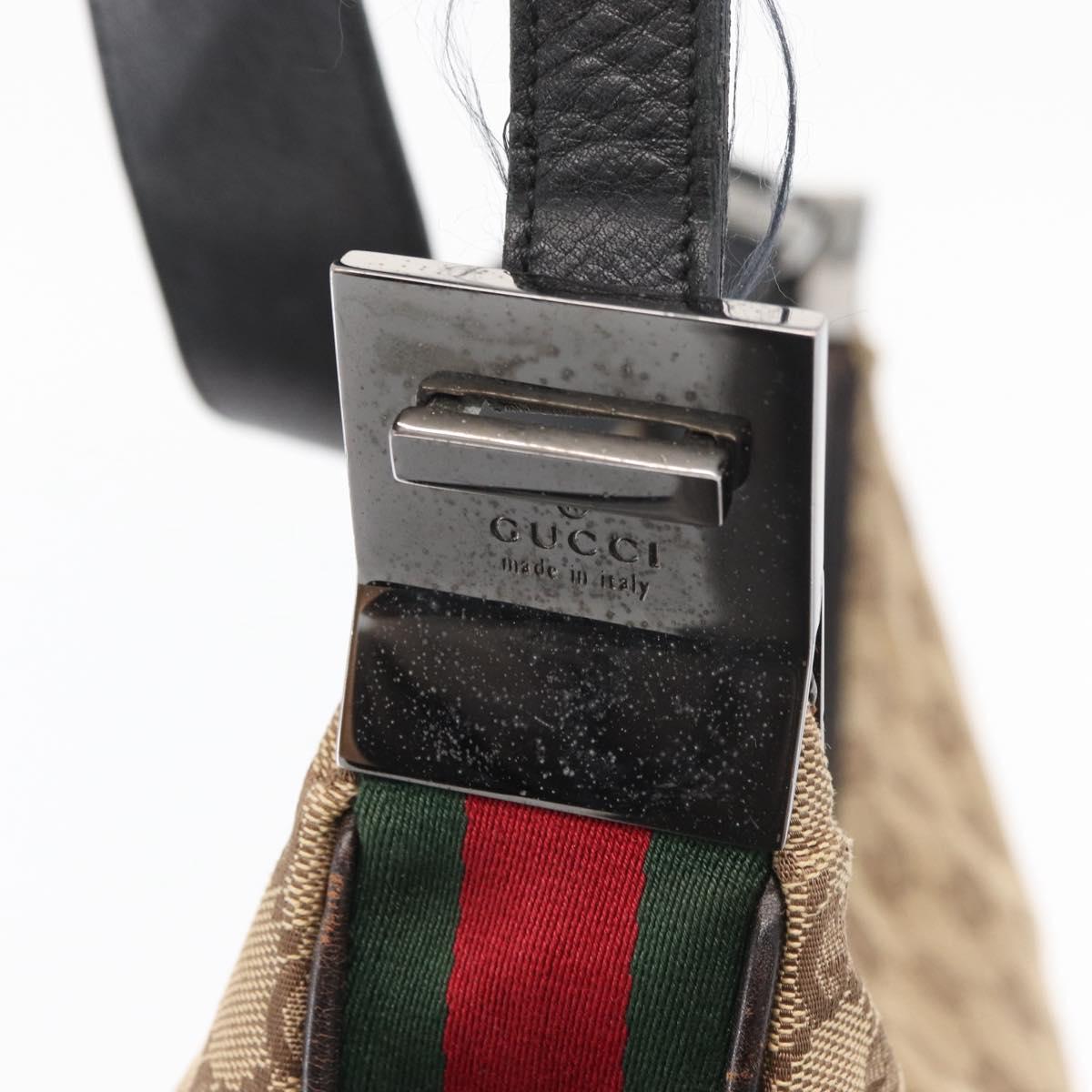 GUCCI GG Canvas Web Sherry Line Bag Beige Silver 001 3341 3444 Auth bs34910