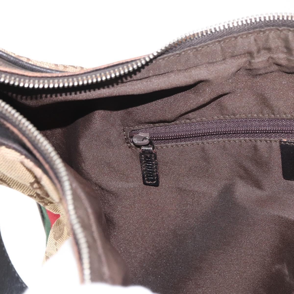 GUCCI GG Canvas Web Sherry Line Bag Beige Silver 001 3341 3444 Auth bs34910