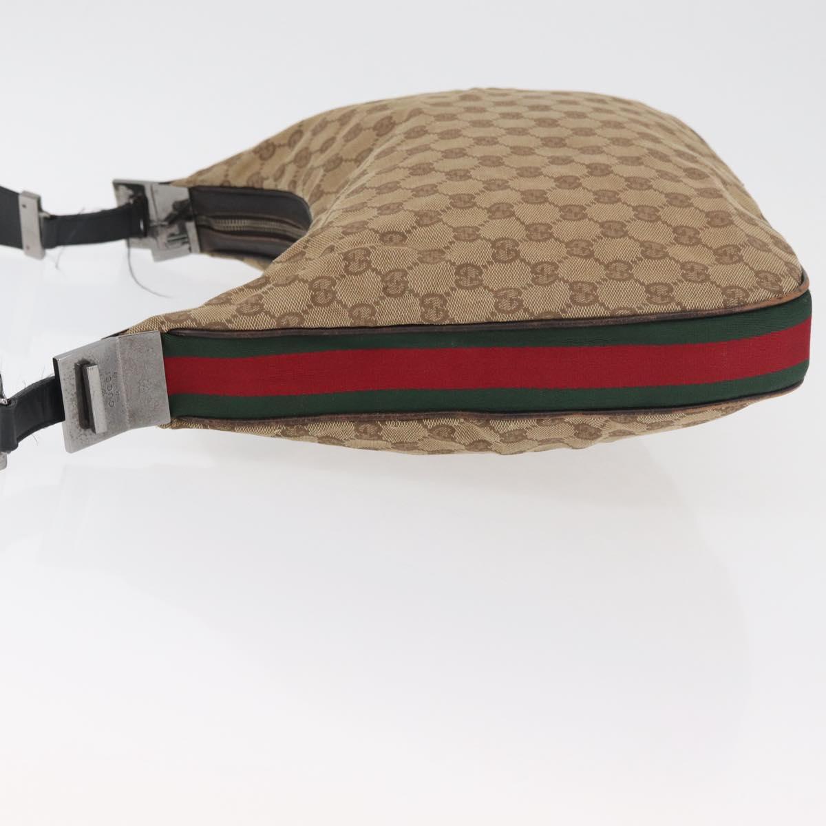 GUCCI GG Canvas Web Sherry Line Bag Beige Silver 001 3341 3444 Auth bs34910