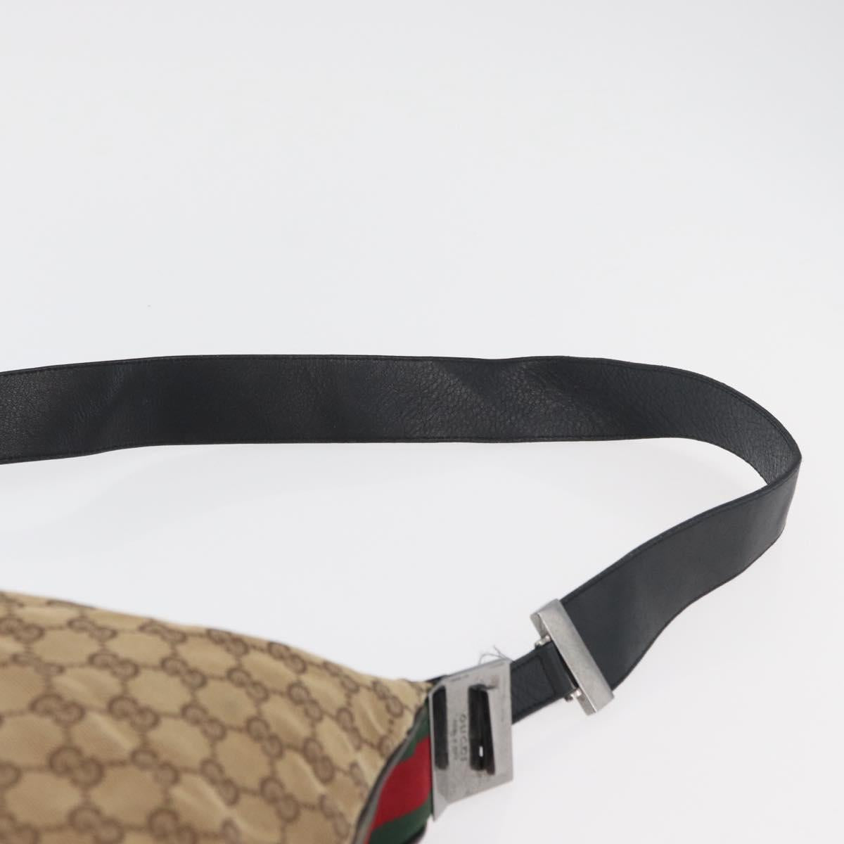 GUCCI GG Canvas Web Sherry Line Bag Beige Silver 001 3341 3444 Auth bs34910