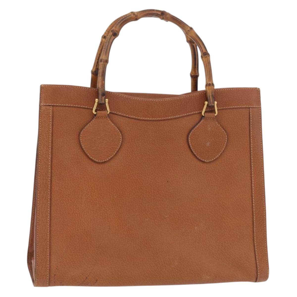 GUCCI Bamboo Tote Bag Leather Brown Gold 002 1186 0260 Auth bs34911