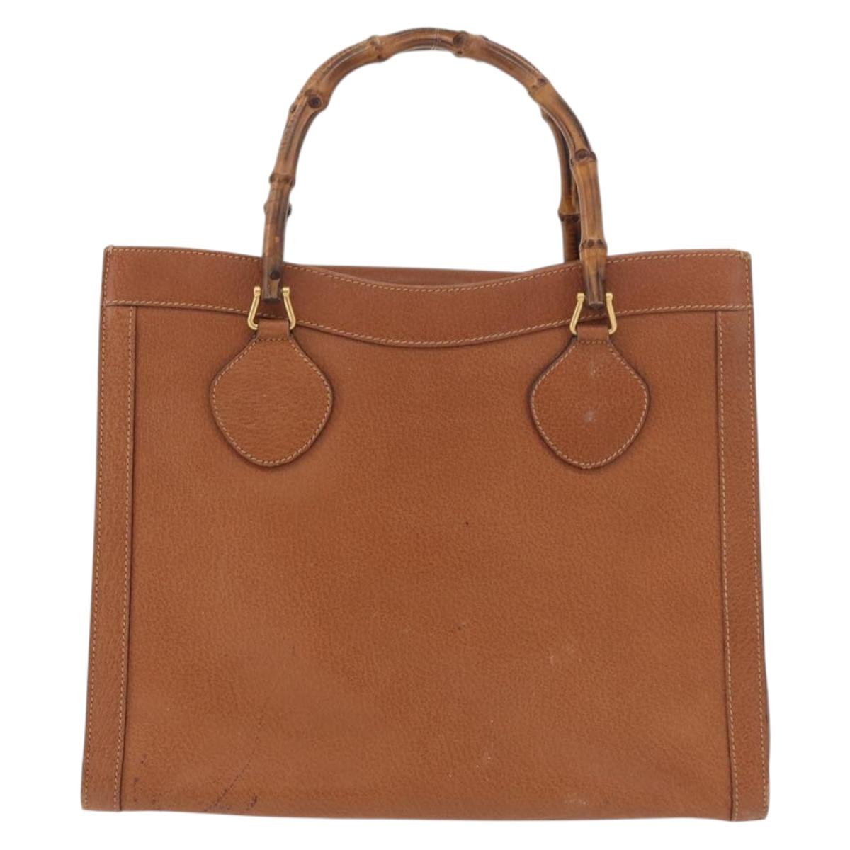 GUCCI Bamboo Tote Bag Leather Brown Gold 002 1186 0260 Auth bs34911