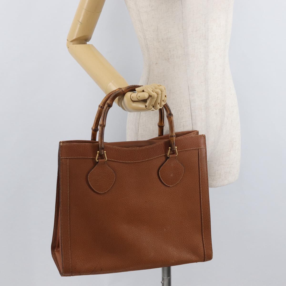 GUCCI Bamboo Tote Bag Leather Brown Gold 002 1186 0260 Auth bs34911