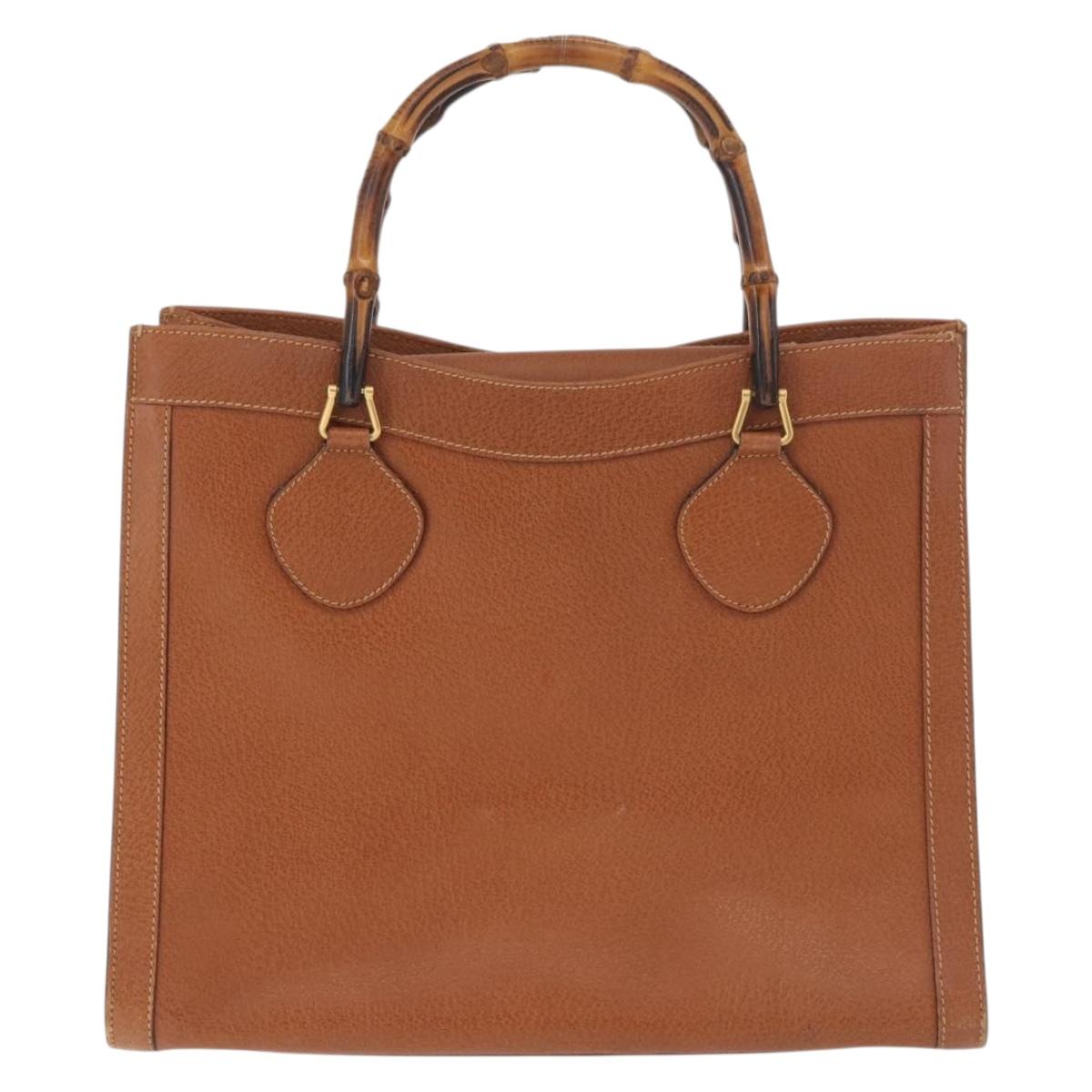 GUCCI Bamboo Tote Bag Leather Brown Gold 002 1186 0260 Auth bs34911