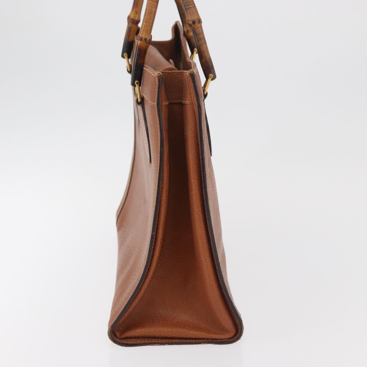 GUCCI Bamboo Tote Bag Leather Brown Gold 002 1186 0260 Auth bs34911