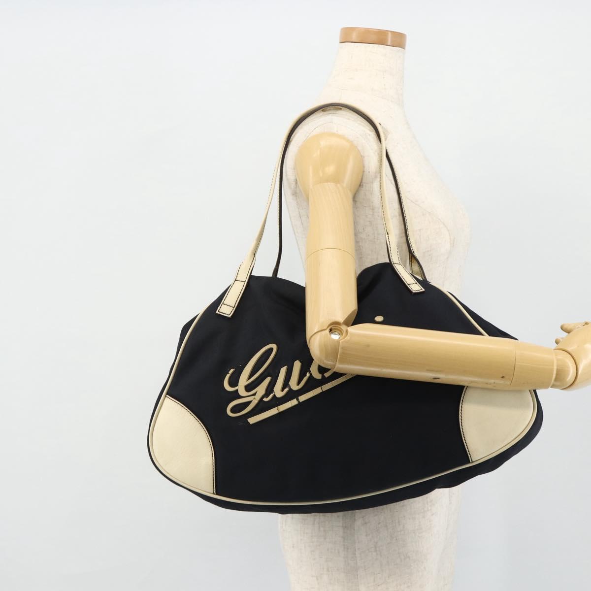 GUCCI Tote Bag Canvas Gold Navy 169949 Auth bs34912