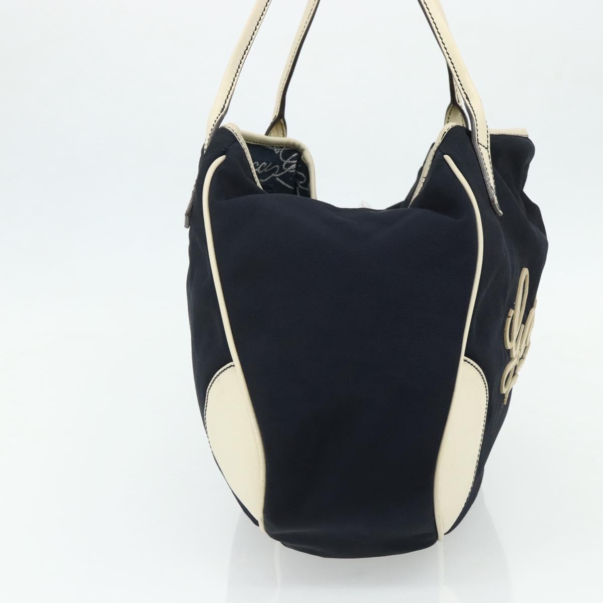 GUCCI Tote Bag Canvas Gold Navy 169949 Auth bs34912