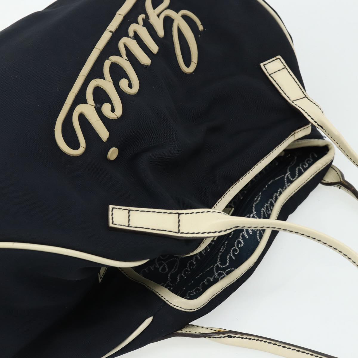 GUCCI Tote Bag Canvas Gold Navy 169949 Auth bs34912