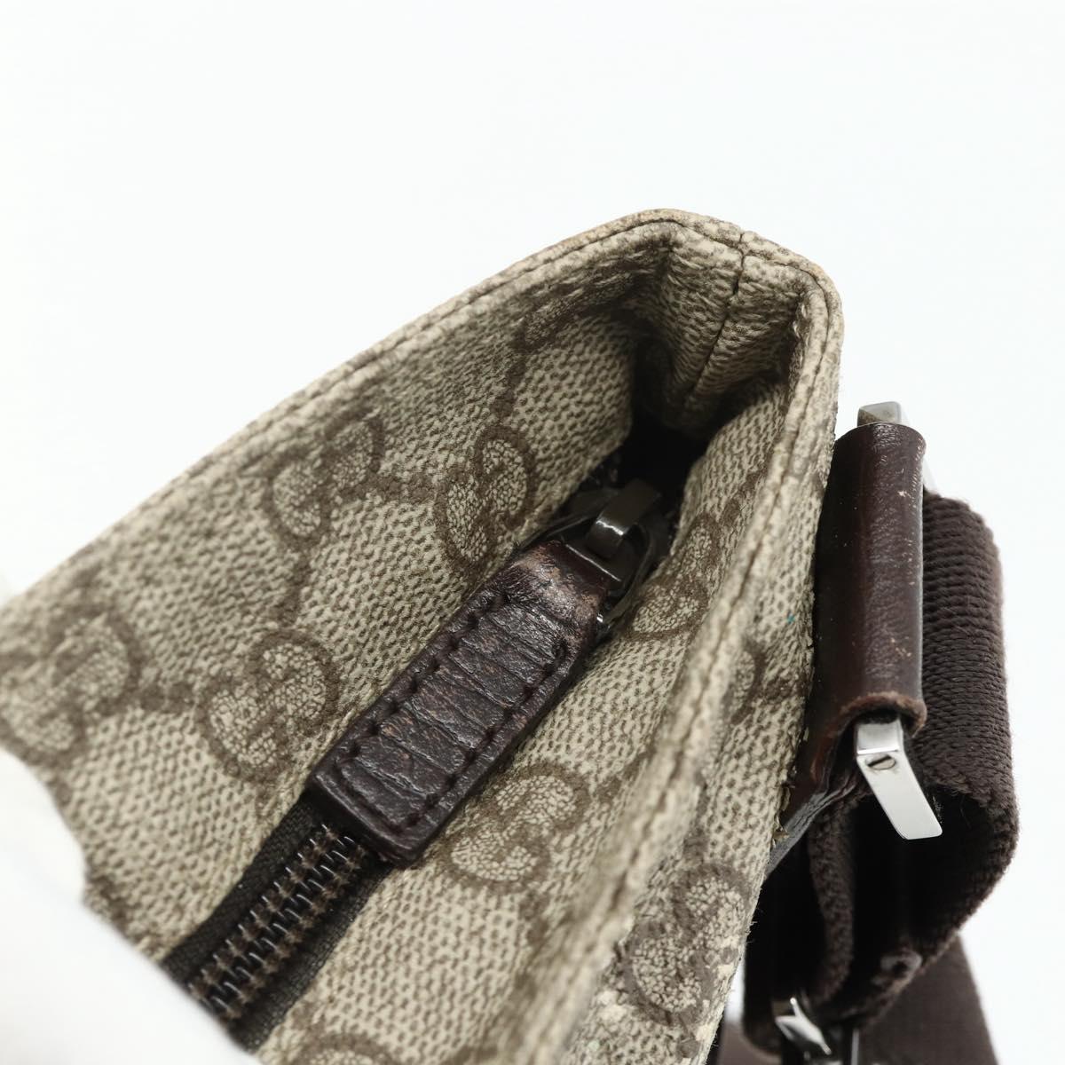 GUCCI GG Supreme Shoulder Bag PVC Beige Silver 141626 Auth bs34913