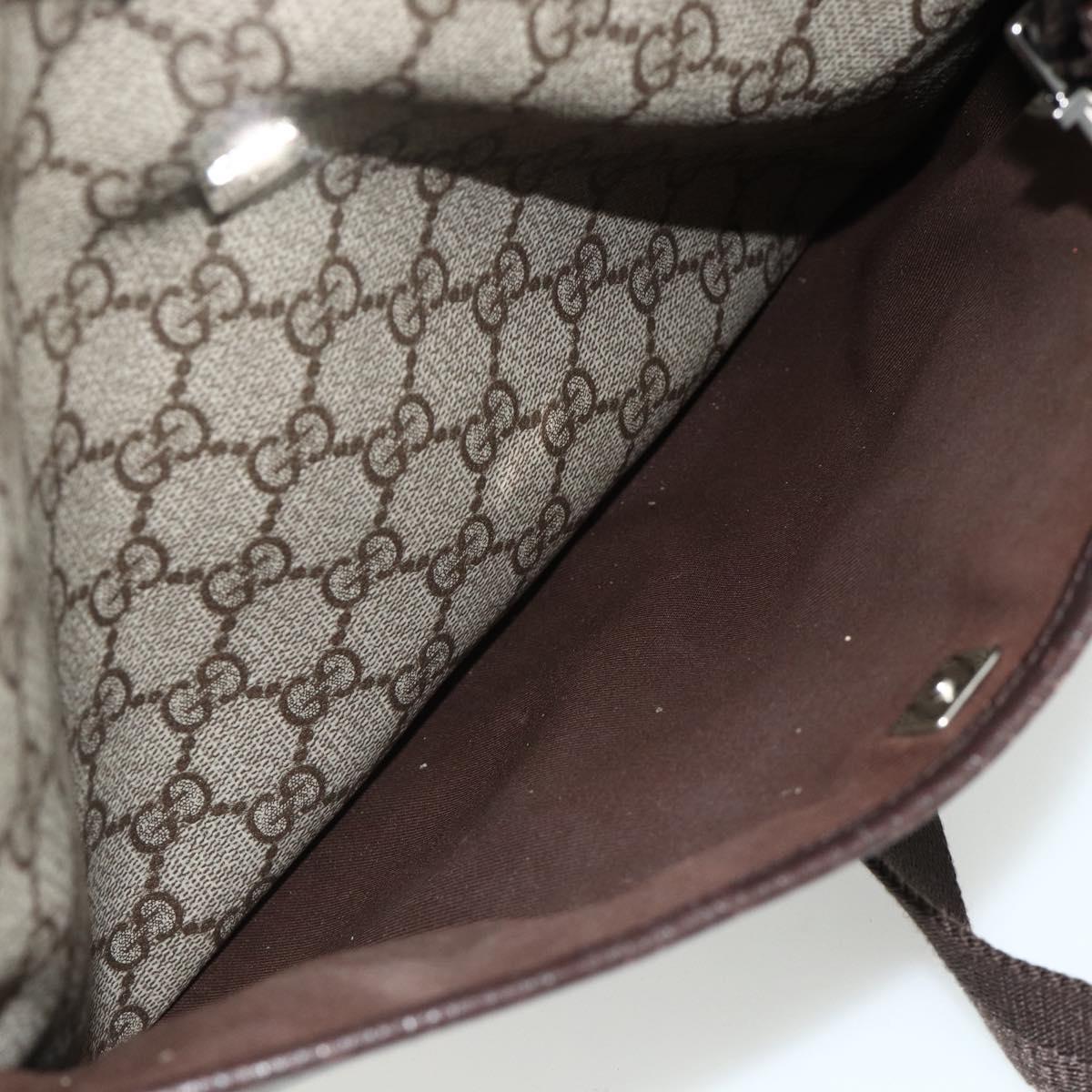 GUCCI GG Supreme Shoulder Bag PVC Beige Silver 141626 Auth bs34913