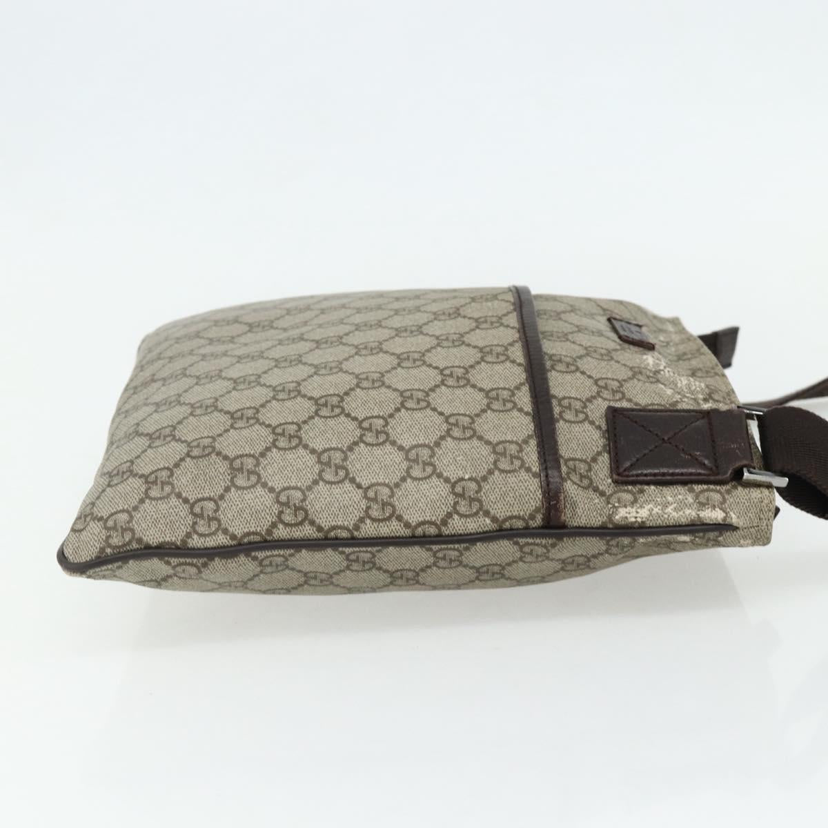 GUCCI GG Supreme Shoulder Bag PVC Beige Silver 141626 Auth bs34913