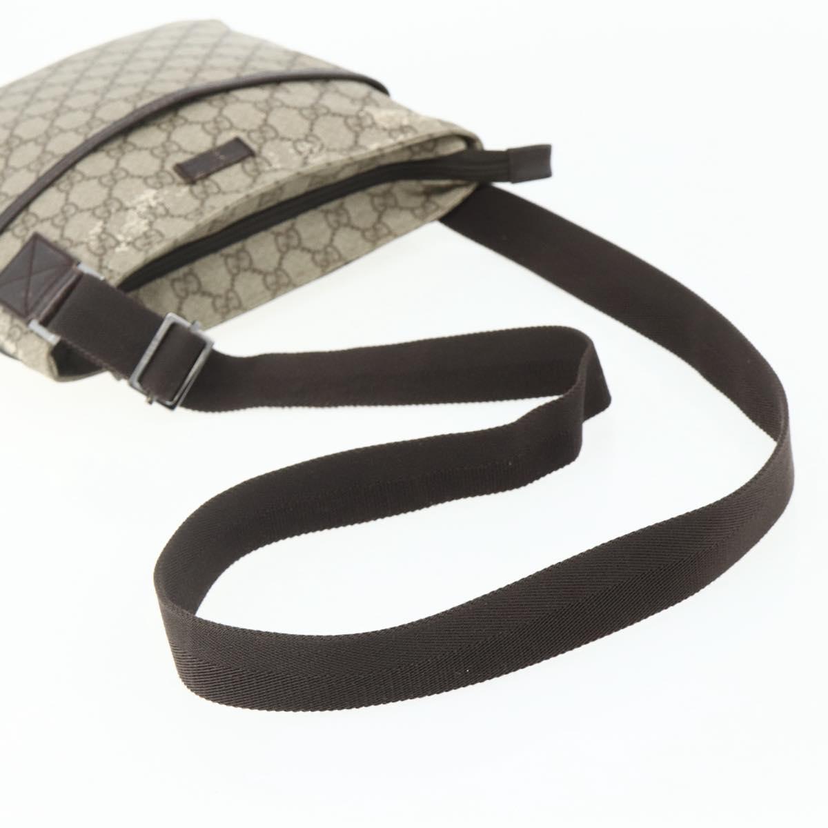 GUCCI GG Supreme Shoulder Bag PVC Beige Silver 141626 Auth bs34913