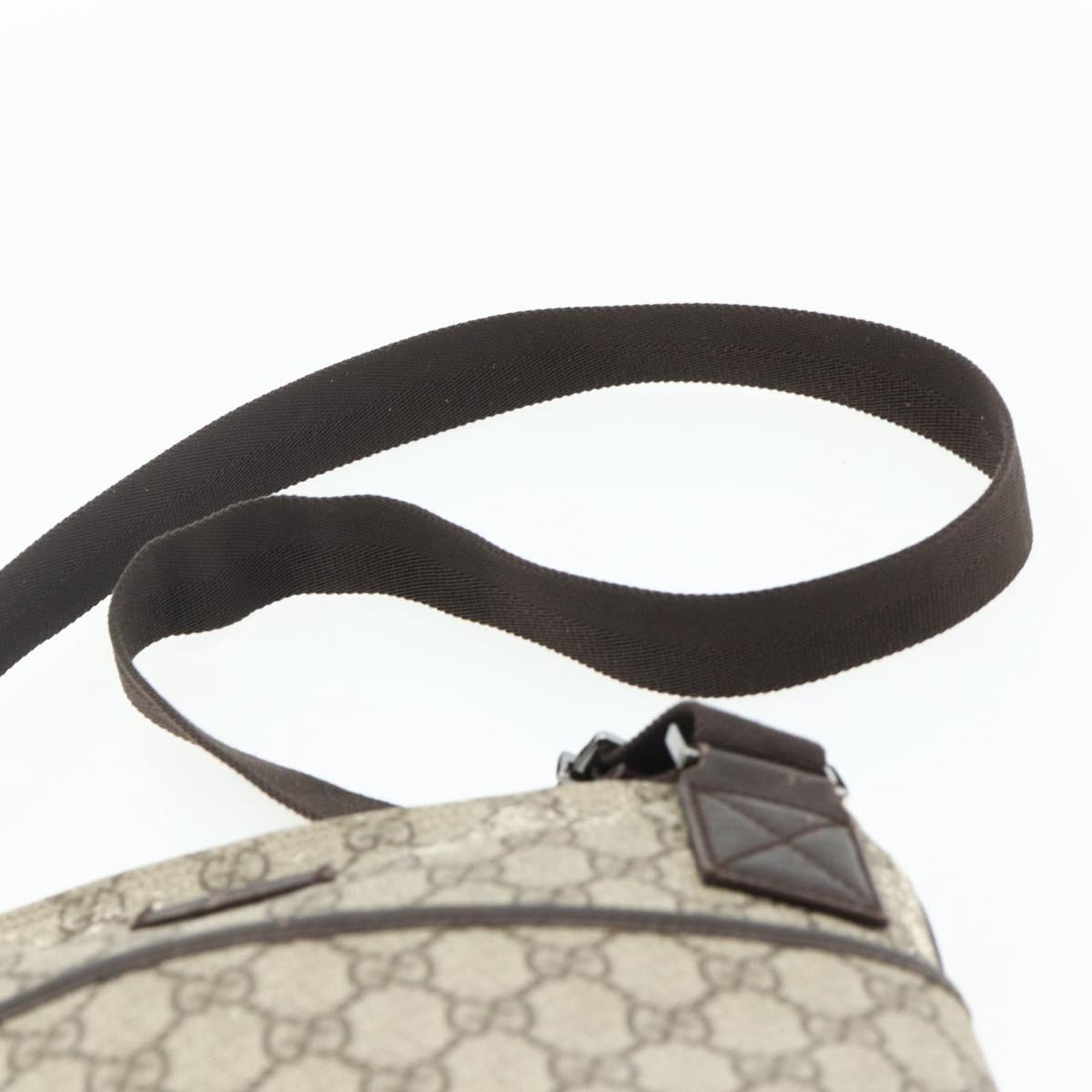 GUCCI GG Supreme Shoulder Bag PVC Beige Silver 141626 Auth bs34913