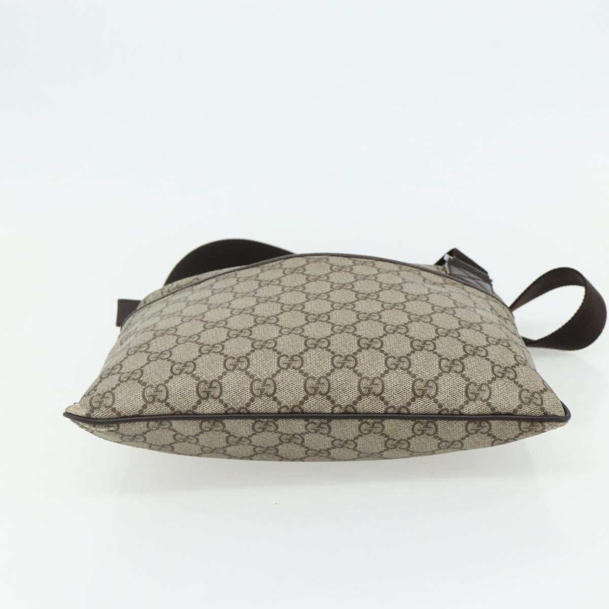 GUCCI GG Supreme Shoulder Bag PVC Beige Silver 141626 Auth bs34913