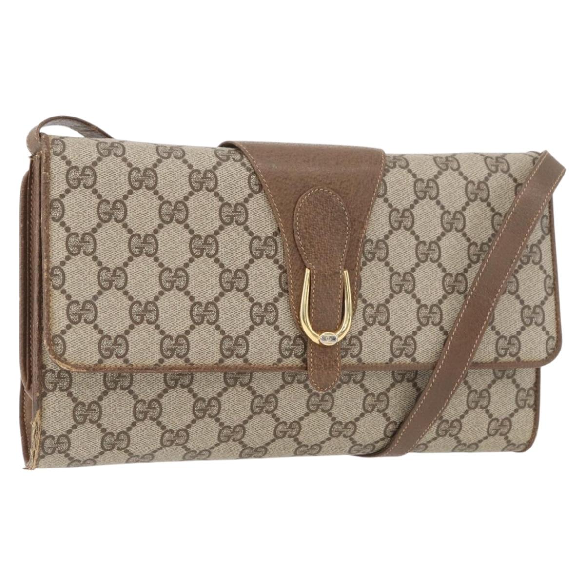 GUCCI GG Supreme Shoulder Bag PVC Beige Gold 904 02 050 Auth bs34914