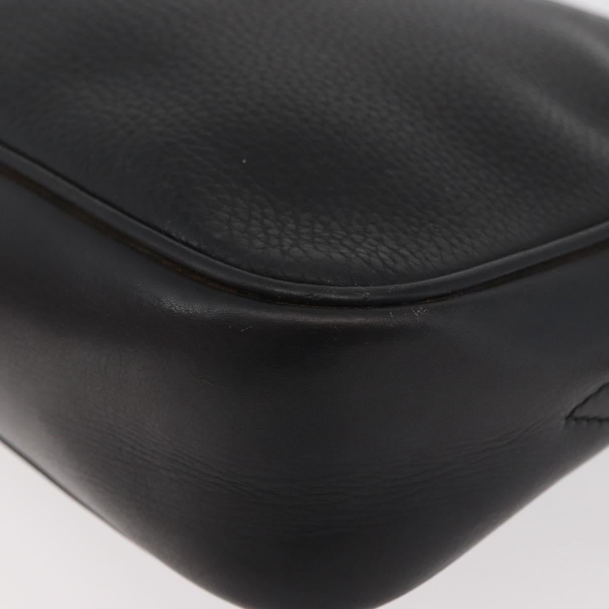 CELINE Shoulder Bag Leather Black Gold Auth bs34916