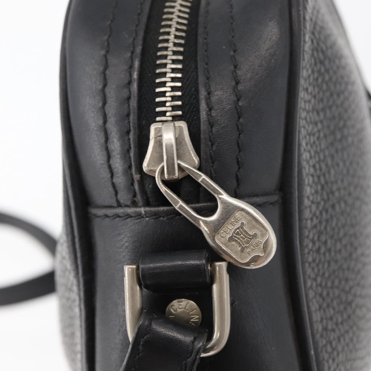 CELINE Shoulder Bag Leather Black Gold Auth bs34916