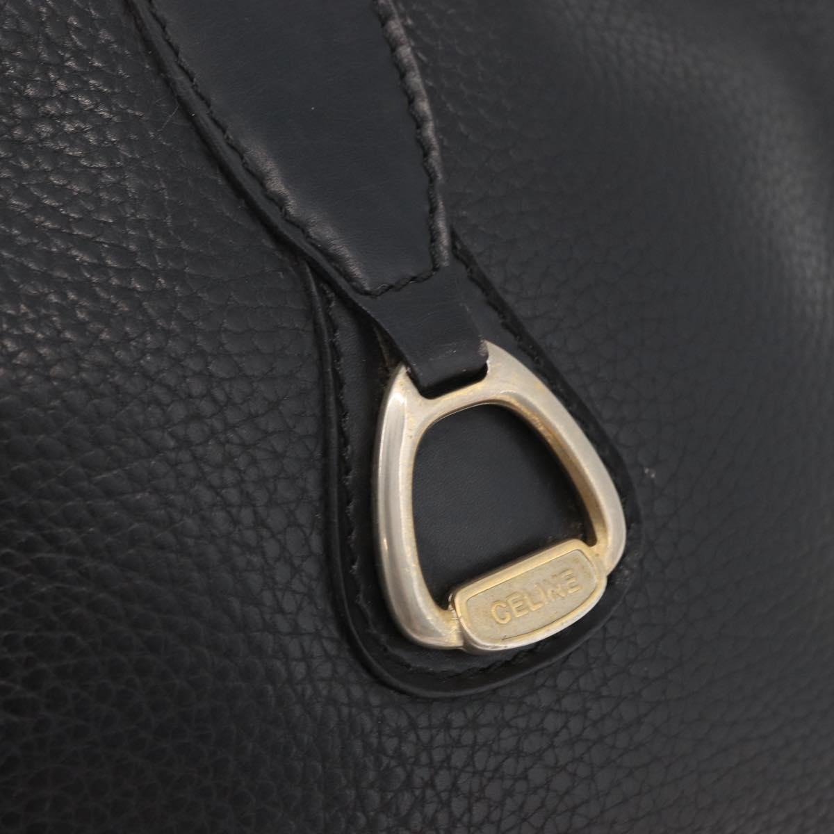 CELINE Shoulder Bag Leather Black Gold Auth bs34916