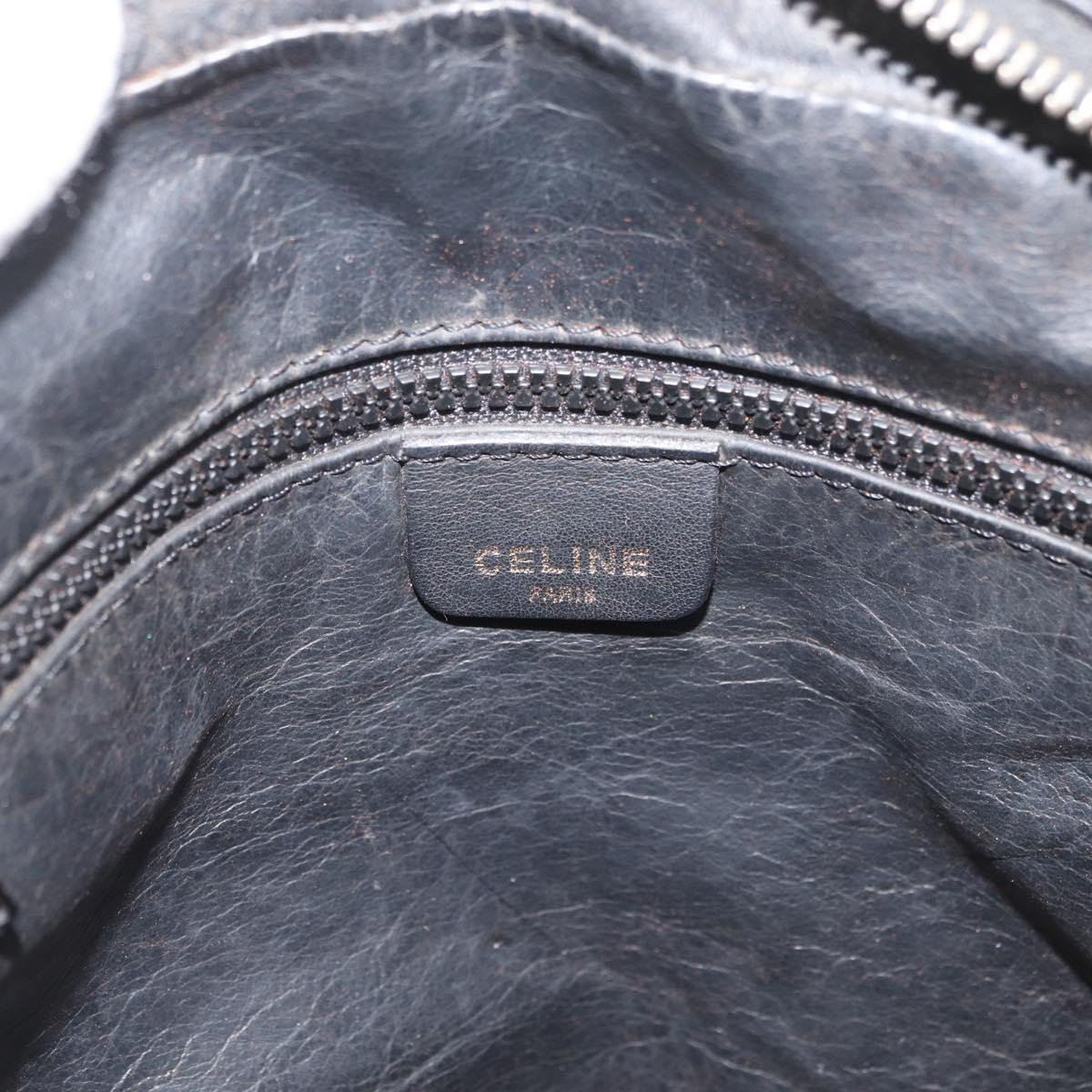 CELINE Shoulder Bag Leather Black Gold Auth bs34916