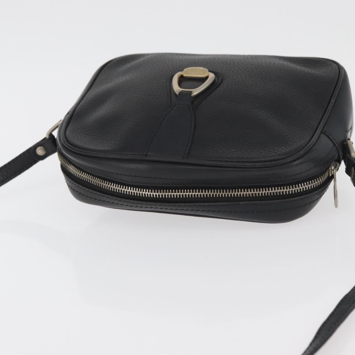CELINE Shoulder Bag Leather Black Gold Auth bs34916