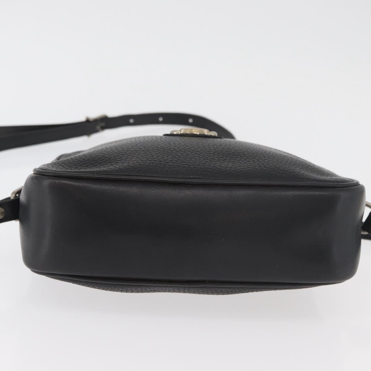 CELINE Shoulder Bag Leather Black Gold Auth bs34916