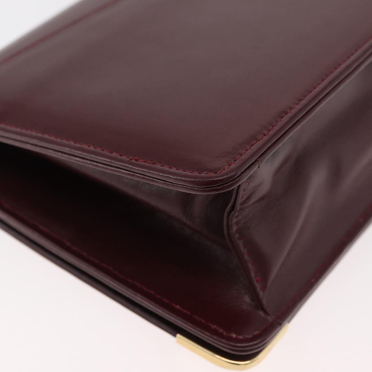 CARTIER Must Line Shoulder Bag Leather Bordeaux Gold Auth bs34921A