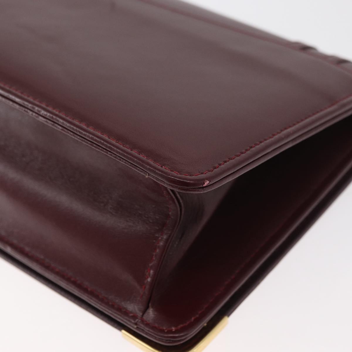 CARTIER Must Line Shoulder Bag Leather Bordeaux Gold Auth bs34921A