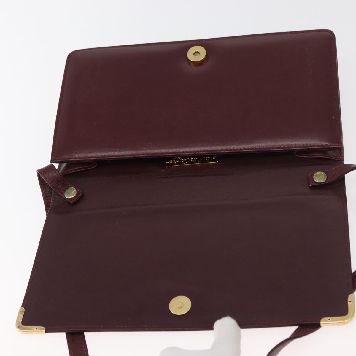 CARTIER Must Line Shoulder Bag Leather Bordeaux Gold Auth bs34921A
