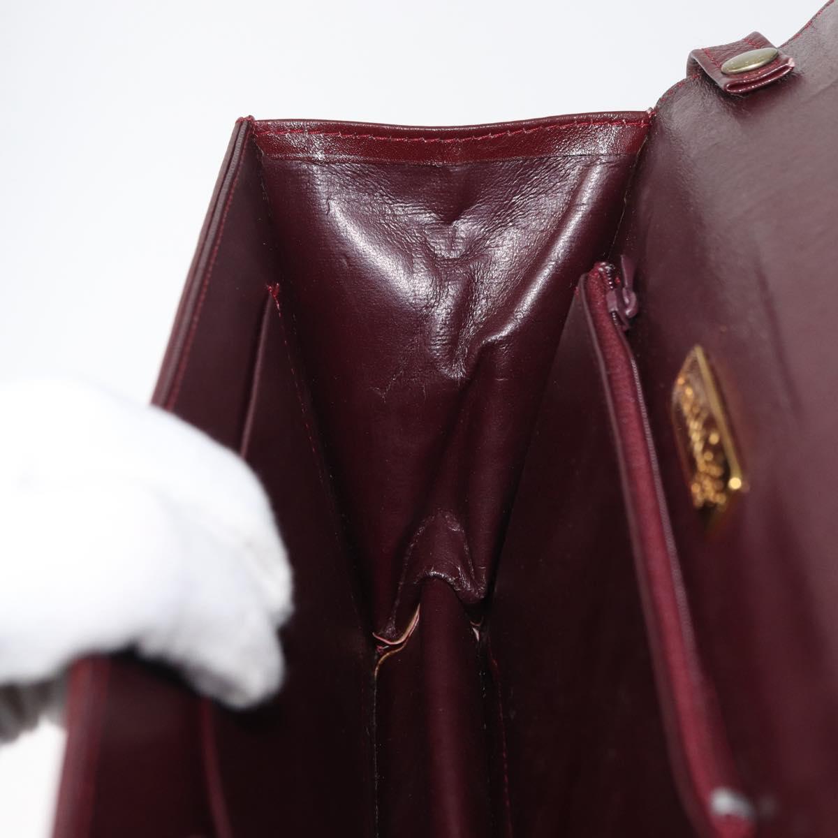 CARTIER Must Line Shoulder Bag Leather Bordeaux Gold Auth bs34921A