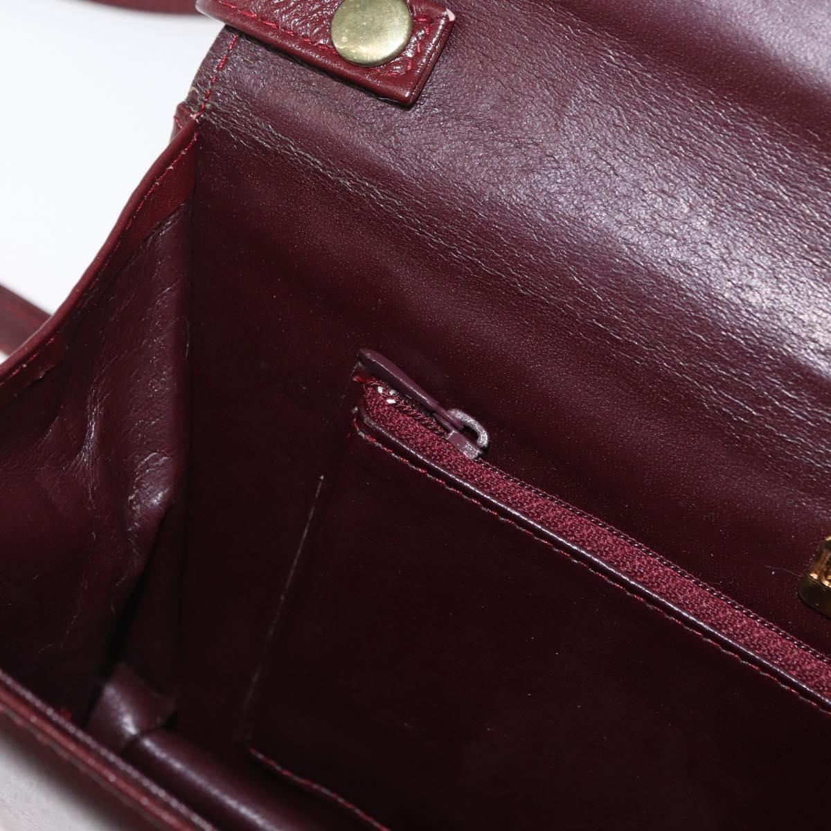 CARTIER Must Line Shoulder Bag Leather Bordeaux Gold Auth bs34921A