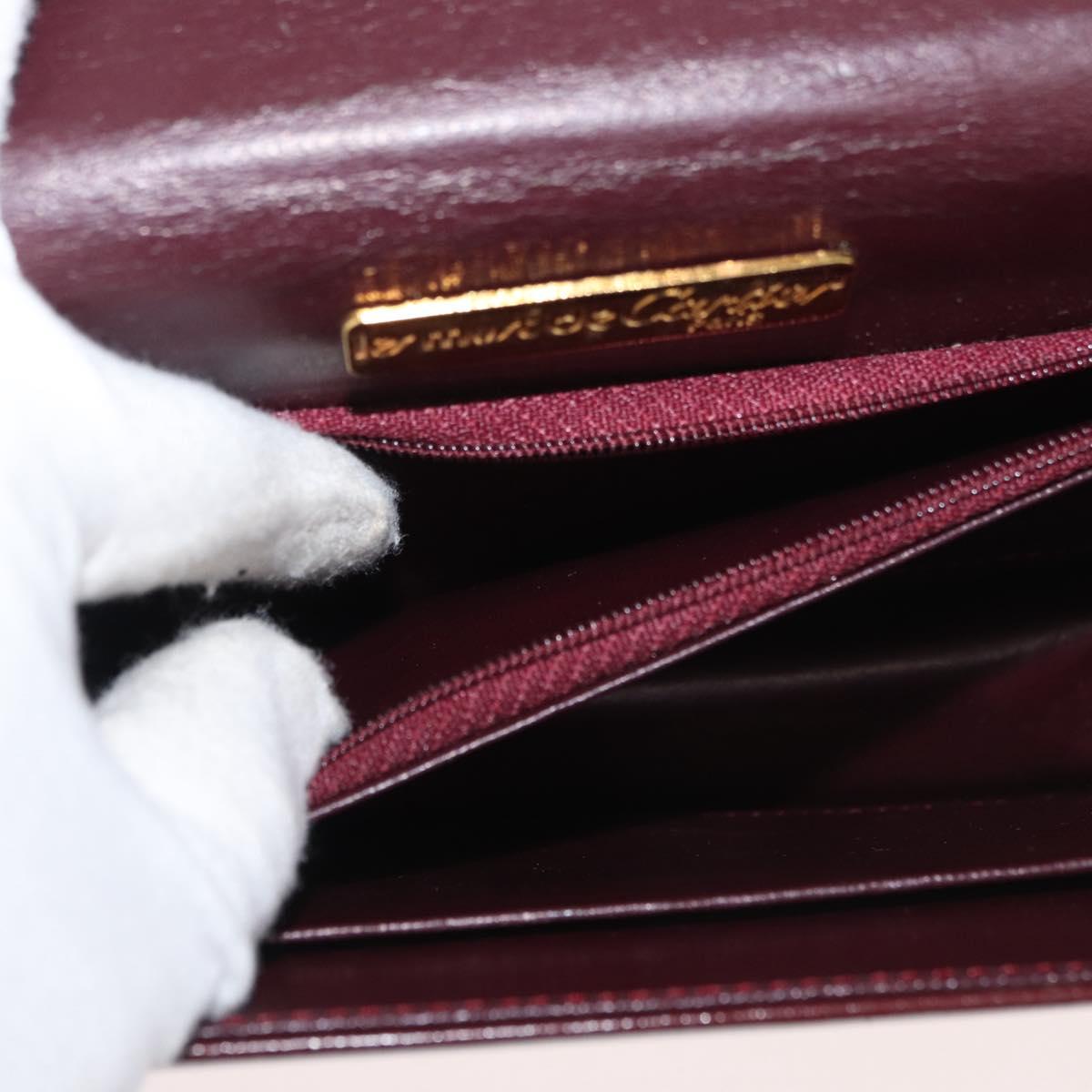 CARTIER Must Line Shoulder Bag Leather Bordeaux Gold Auth bs34921A