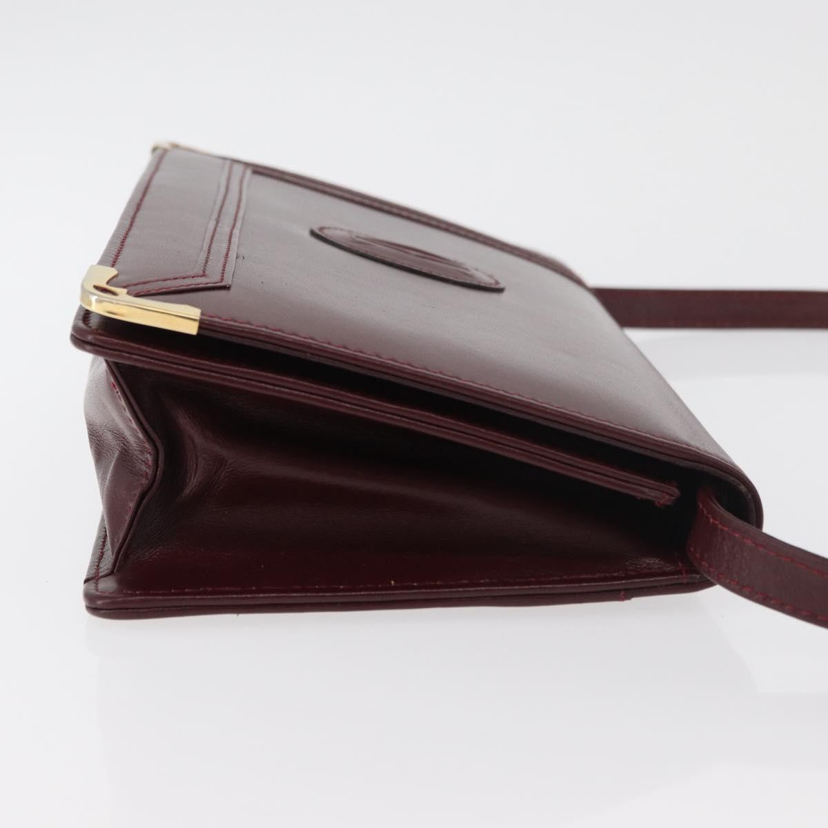 CARTIER Must Line Shoulder Bag Leather Bordeaux Gold Auth bs34921A