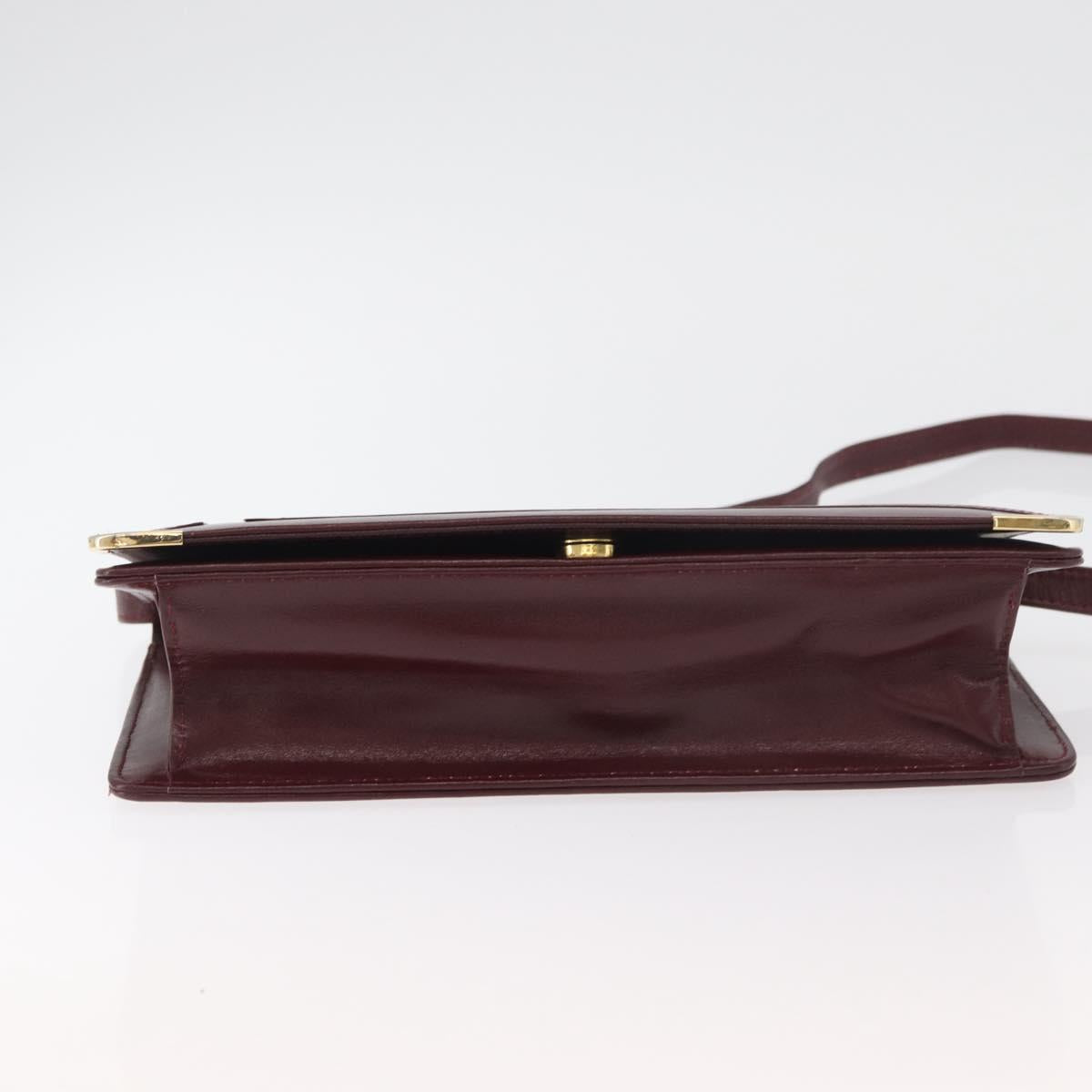 CARTIER Must Line Shoulder Bag Leather Bordeaux Gold Auth bs34921A