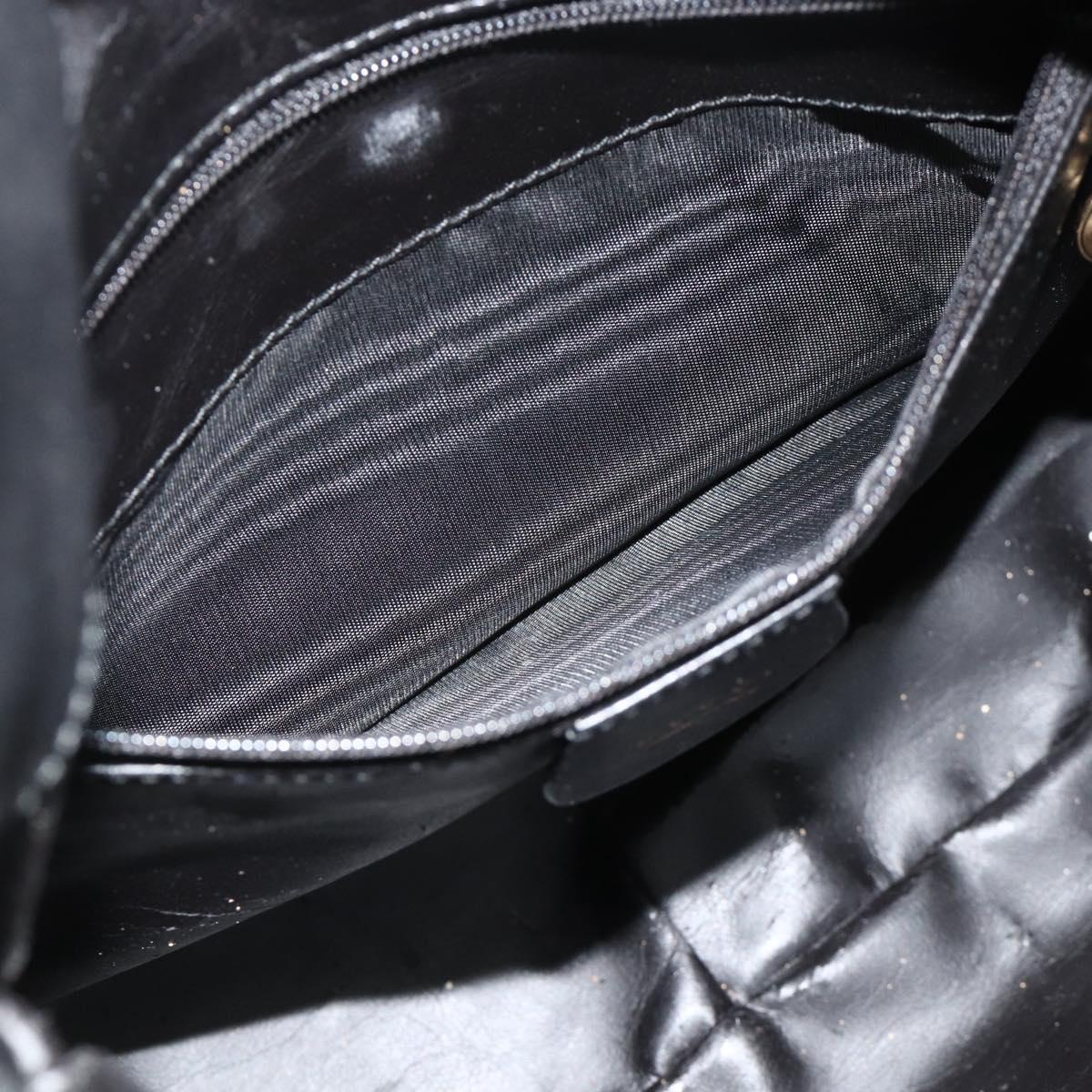 GUCCI Bamboo Hand Bag Leather 2way Black Gold 001 2123 1638 Auth bs34924