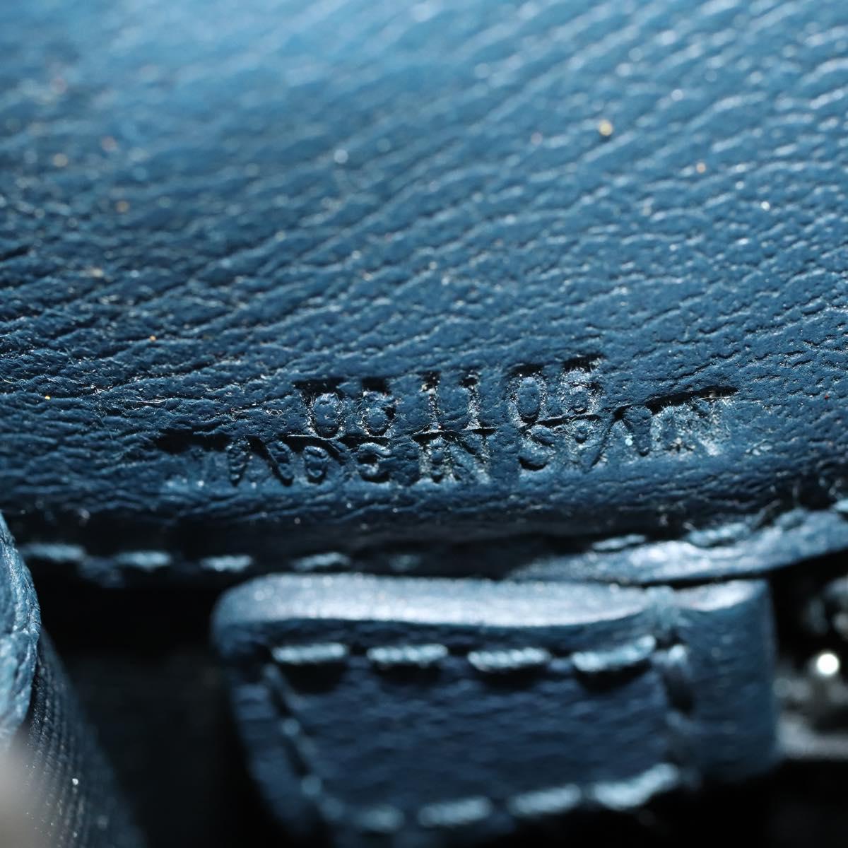 LOEWE Anagram Business Bag Leather 2way Navy Silver Auth bs34926