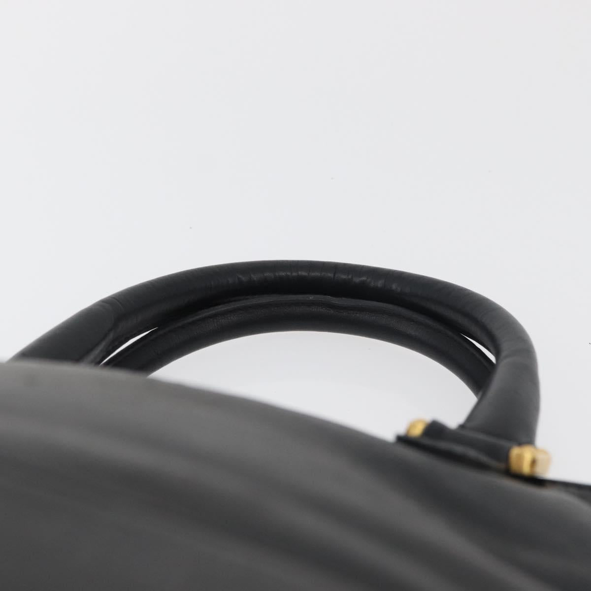 LOEWE Anagram Hand Bag Leather Black Gold Auth bs34927
