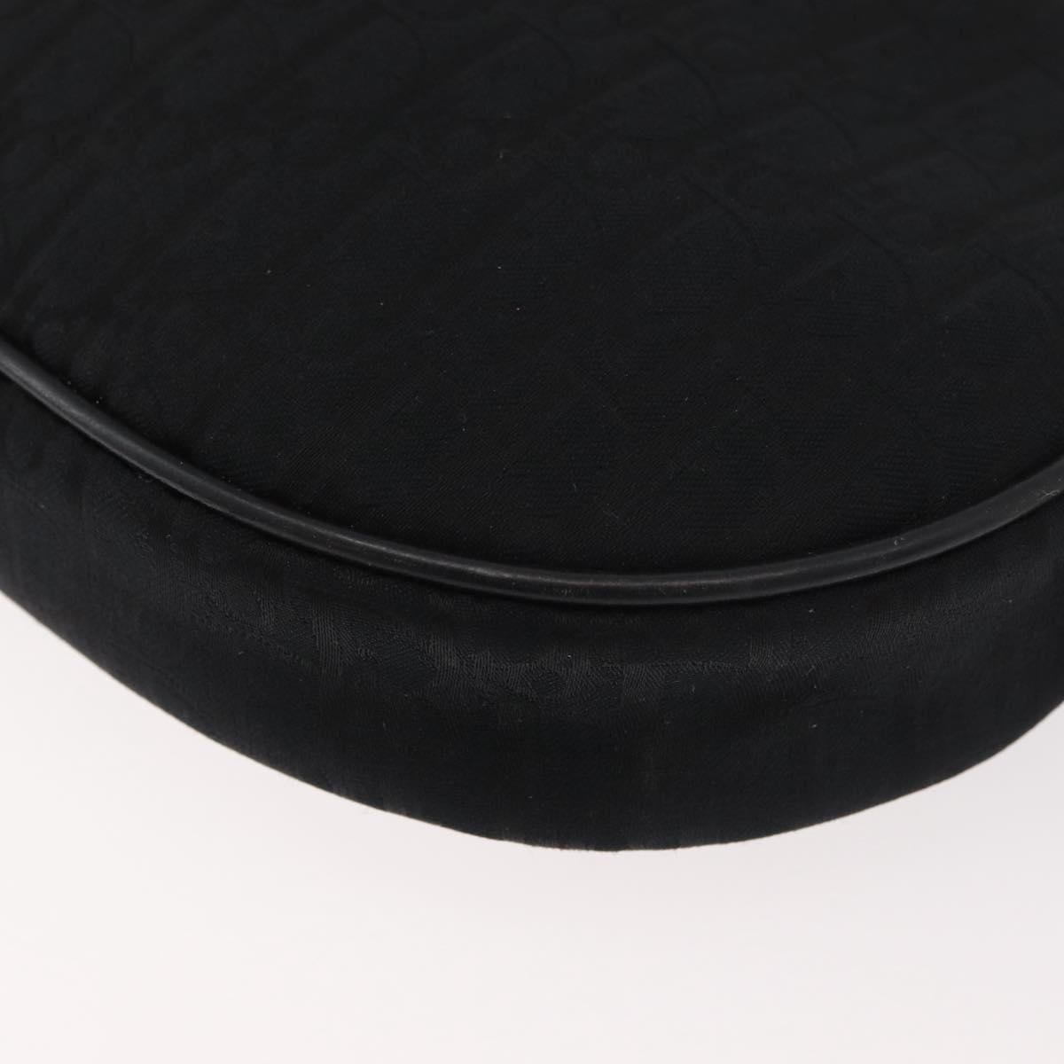 Christian Dior Trotter Canvas Shoulder Bag Black Gold Auth bs34928A