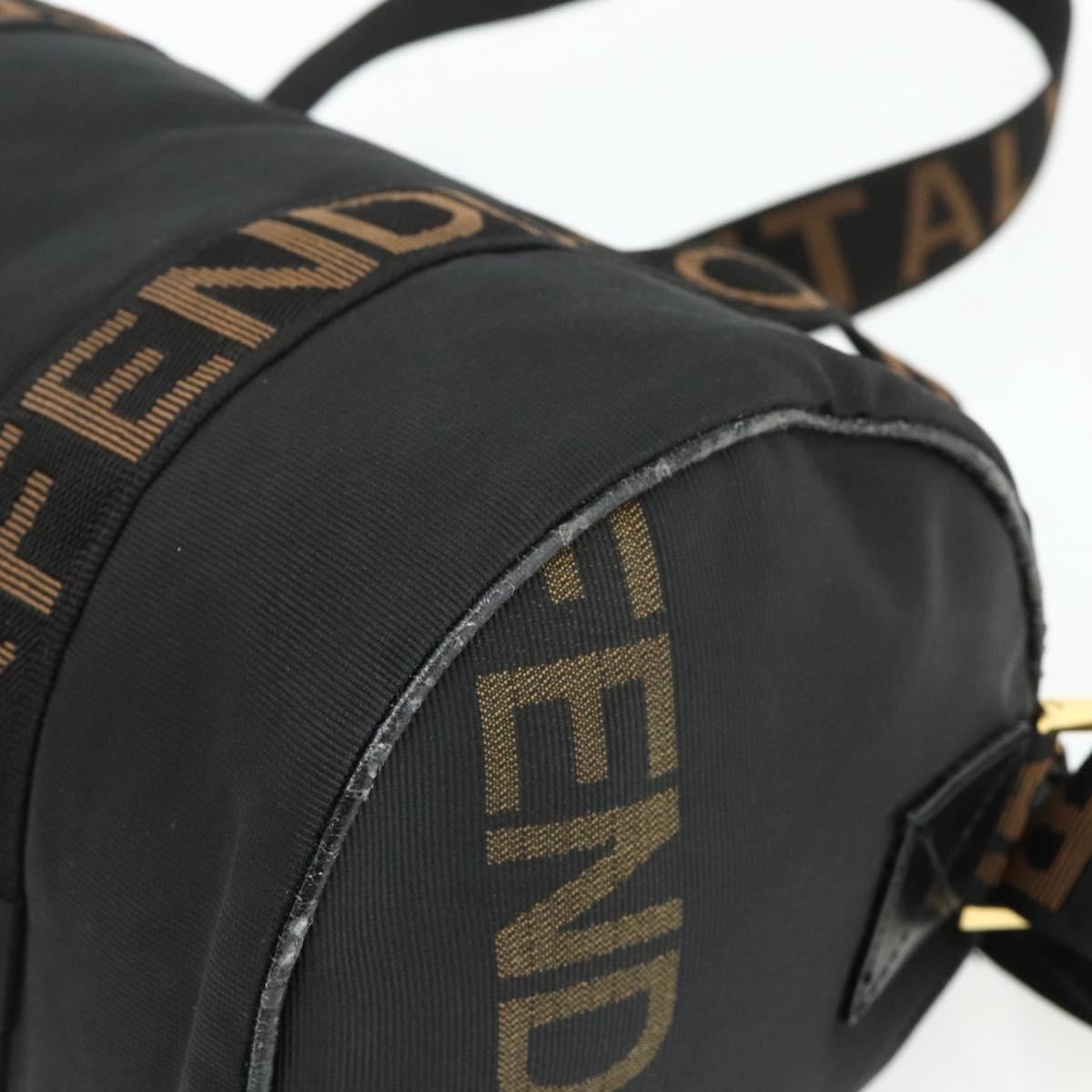 FENDI Hand Bag Nylon 2way Black Gold Auth bs34931