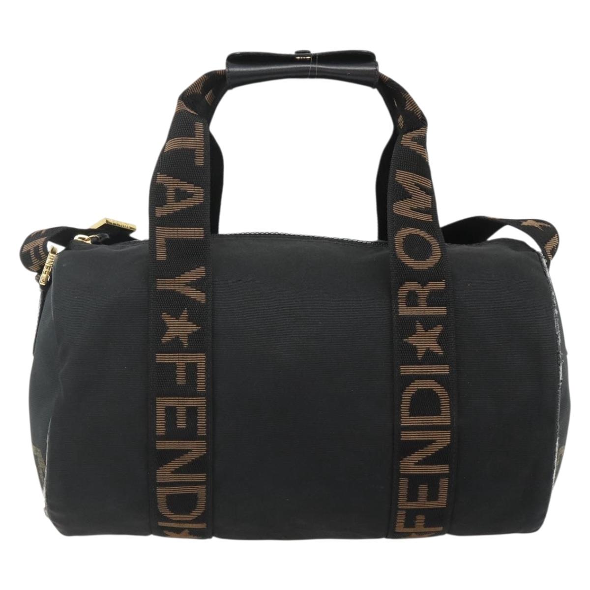 FENDI Hand Bag Nylon 2way Black Gold Auth bs34931