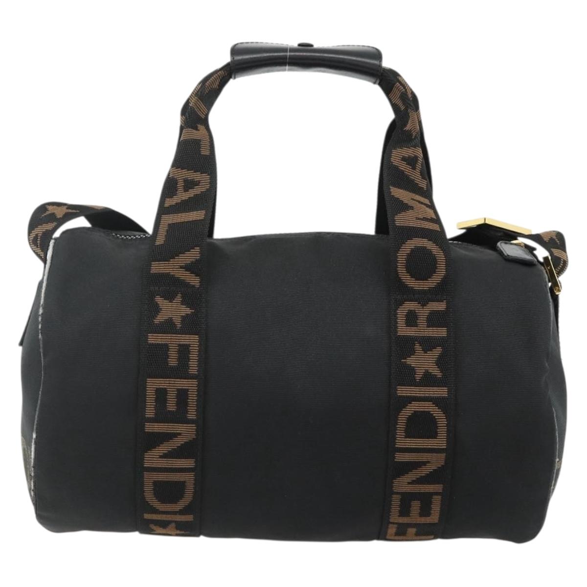 FENDI Hand Bag Nylon 2way Black Gold Auth bs34931