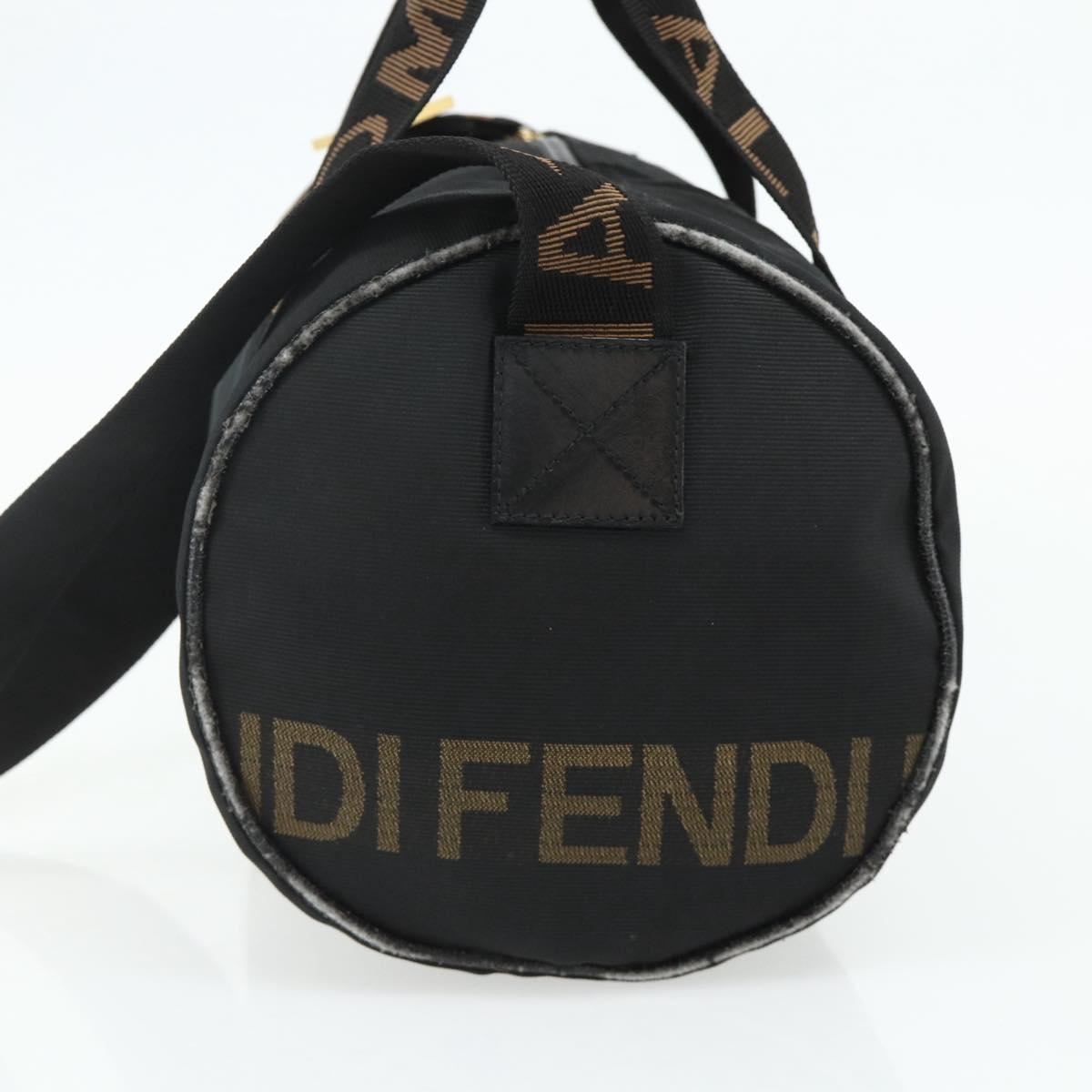 FENDI Hand Bag Nylon 2way Black Gold Auth bs34931