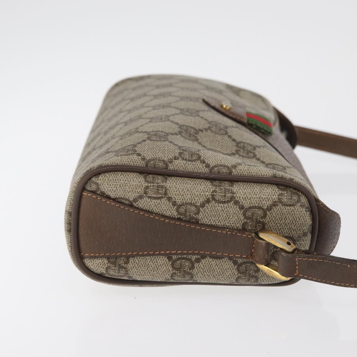 GUCCI GG Supreme Web Sherry Line Bag PVC Beige Gold 89 02 018 Auth bs34932