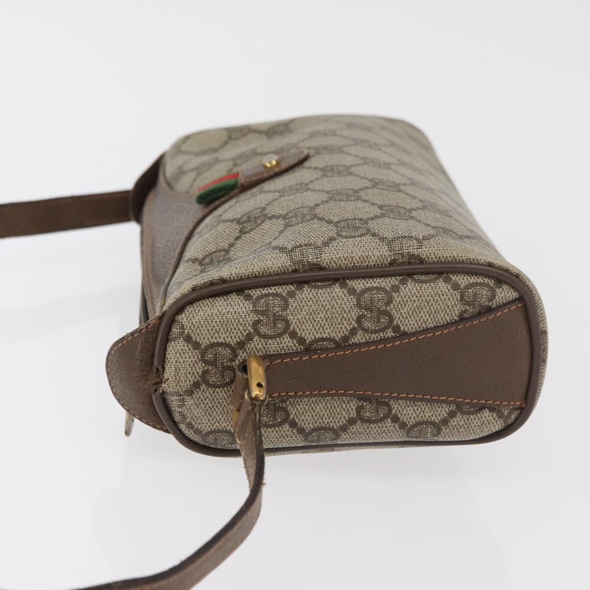 GUCCI GG Supreme Web Sherry Line Bag PVC Beige Gold 89 02 018 Auth bs34932