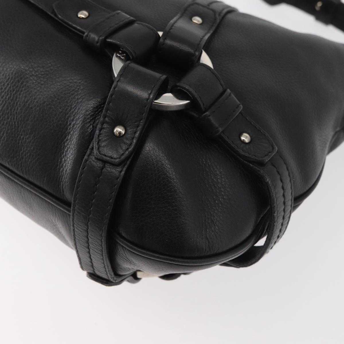BALLY Shoulder Bag Leather Black Silver Auth bs34934A