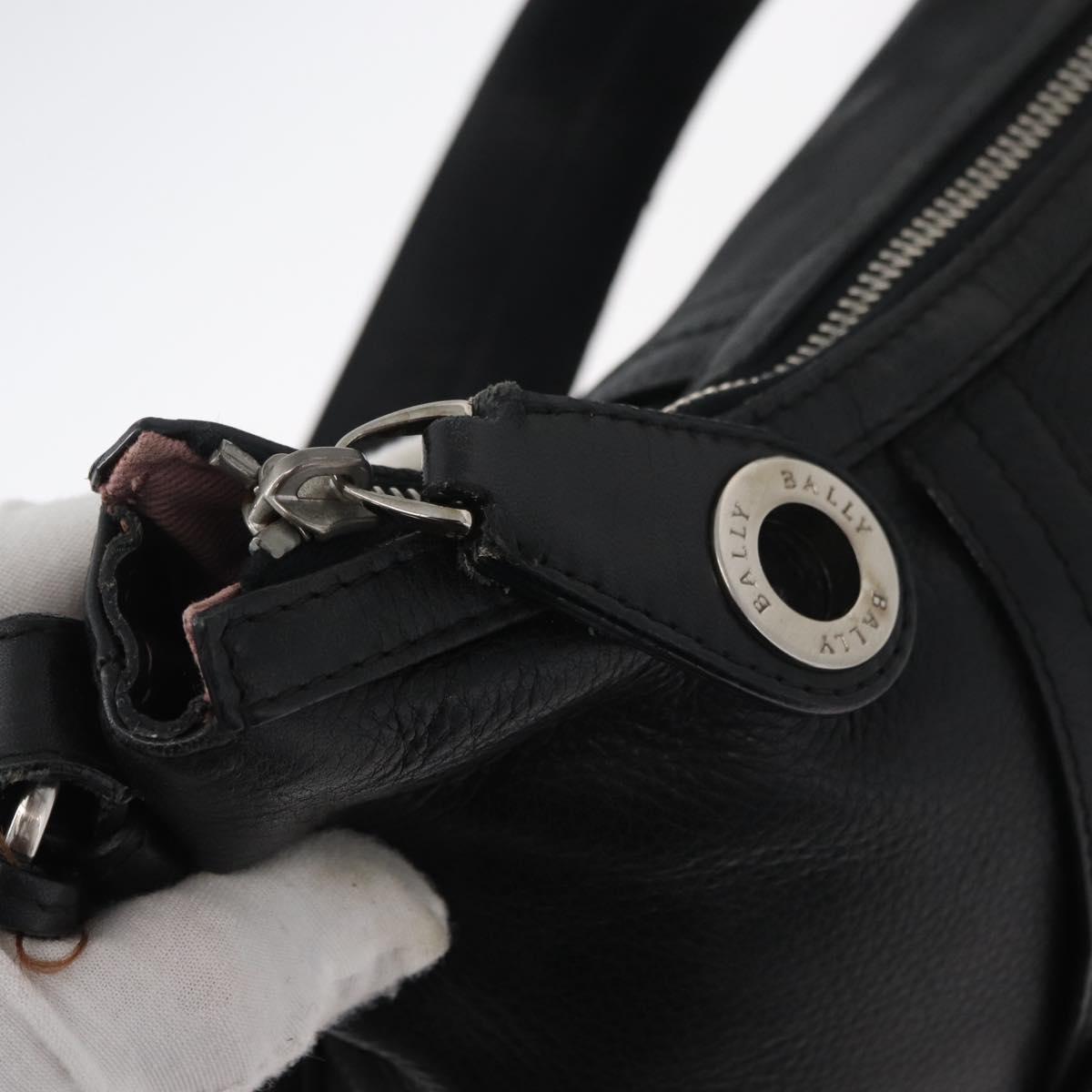 BALLY Shoulder Bag Leather Black Silver Auth bs34934A