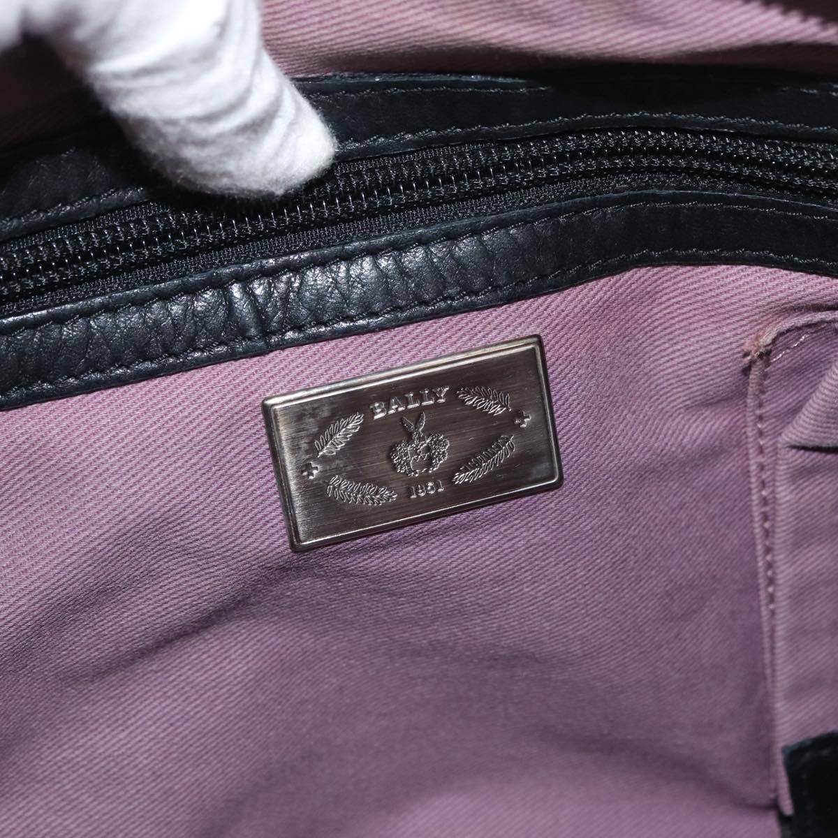 BALLY Shoulder Bag Leather Black Silver Auth bs34934A
