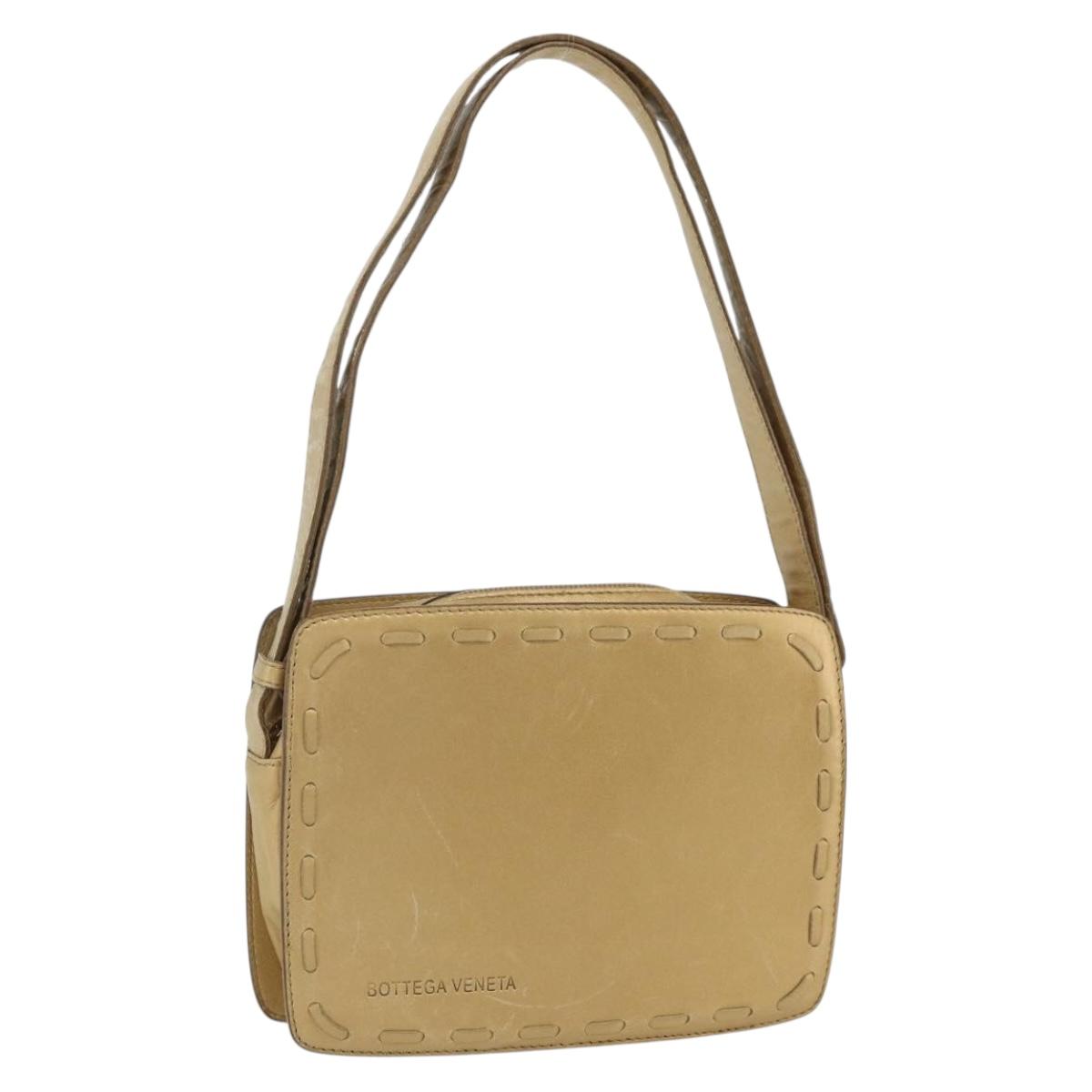BOTTEGA VENETA Shoulder Bag Leather Gold Auth bs34935