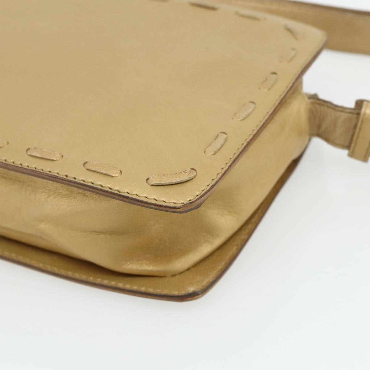 BOTTEGA VENETA Shoulder Bag Leather Gold Auth bs34935