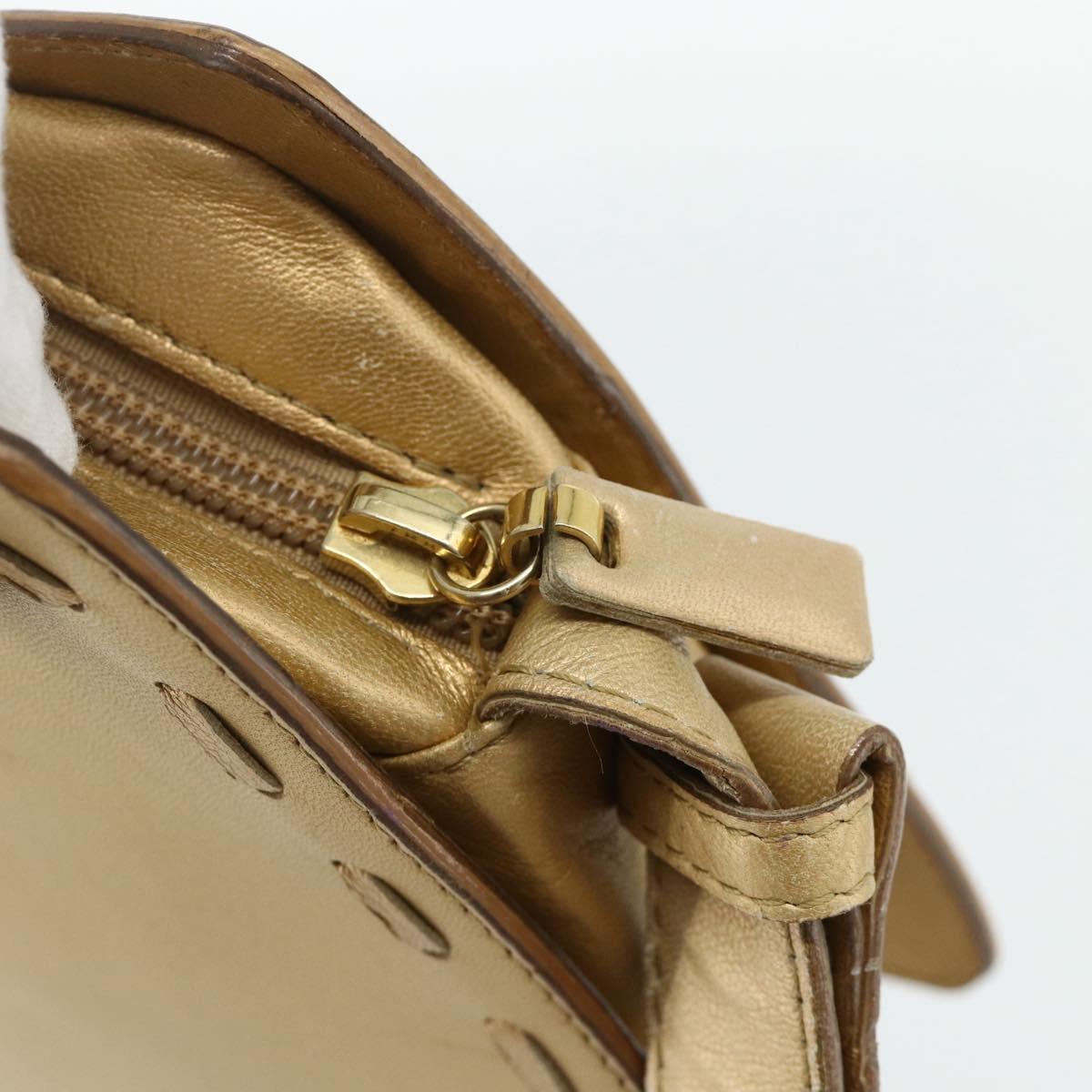 BOTTEGA VENETA Shoulder Bag Leather Gold Auth bs34935