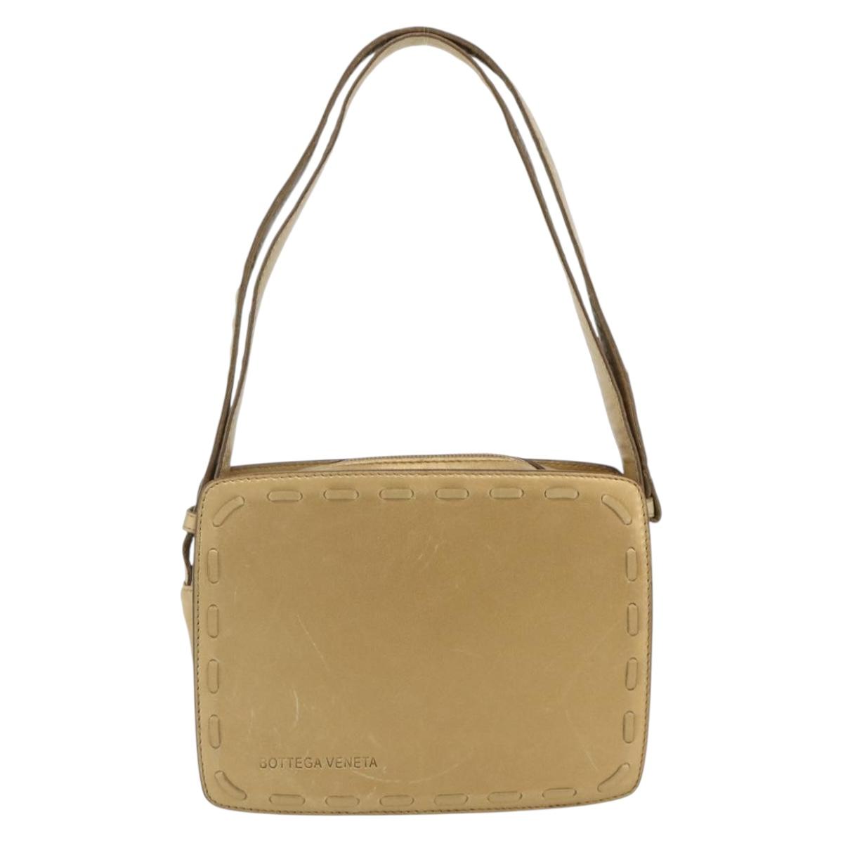 BOTTEGA VENETA Shoulder Bag Leather Gold Auth bs34935